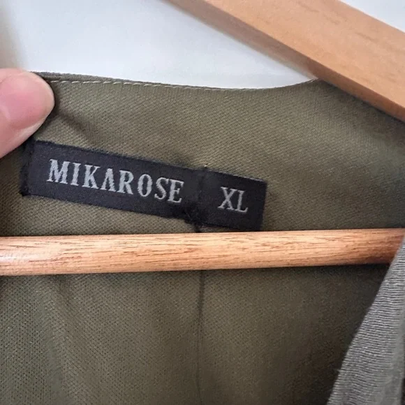 Mikarose Olive Green Casual V-Neck Dress - Picture 3 of 4